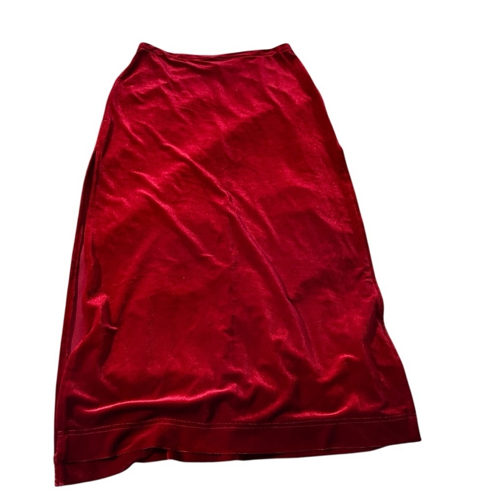 Vintage Red Velvet Women's Skirt Slits on both sides waist 16", length 38"